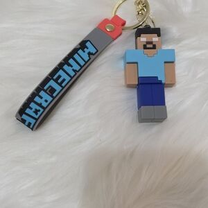Minecraft Blue and Gray Keychain for Kids